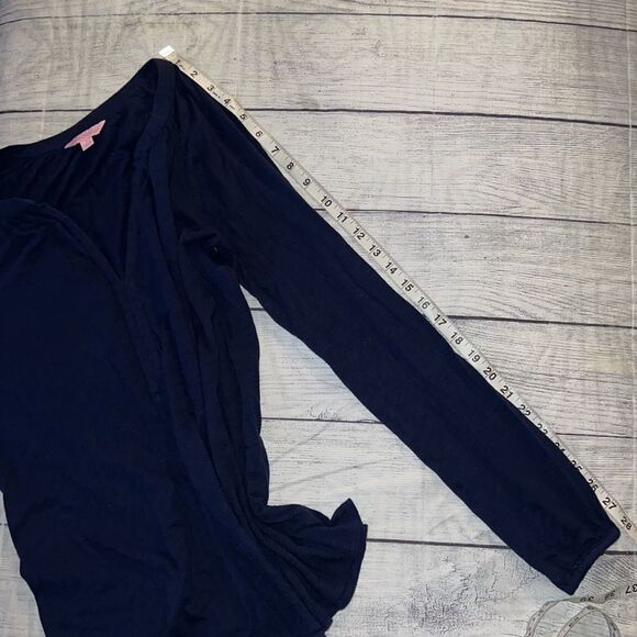 Lilly Pulitzer Meg Long Sleeve Navy Top V-Neck Basic sz S Small - Picture 7 of 8